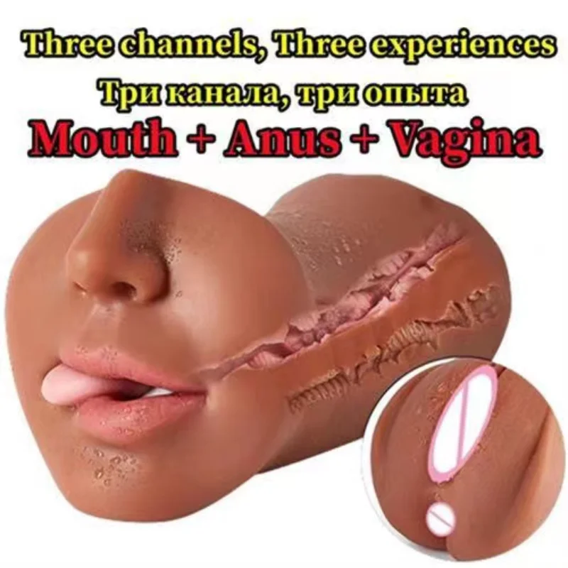 3 IN 1 Vaginal Anus Masturbation Cup Double Head Sex Real Deep Throat Male Masturbator Blowjob Sexy Toys for Men Adult Products