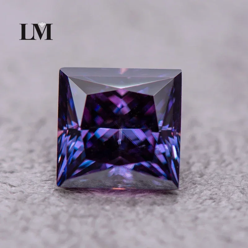 

NEW Moissanite Gemstone Princess Cut Emperor Purple Color Lab Grown Diamond Advanced Jewelry Making Materials With Certifica