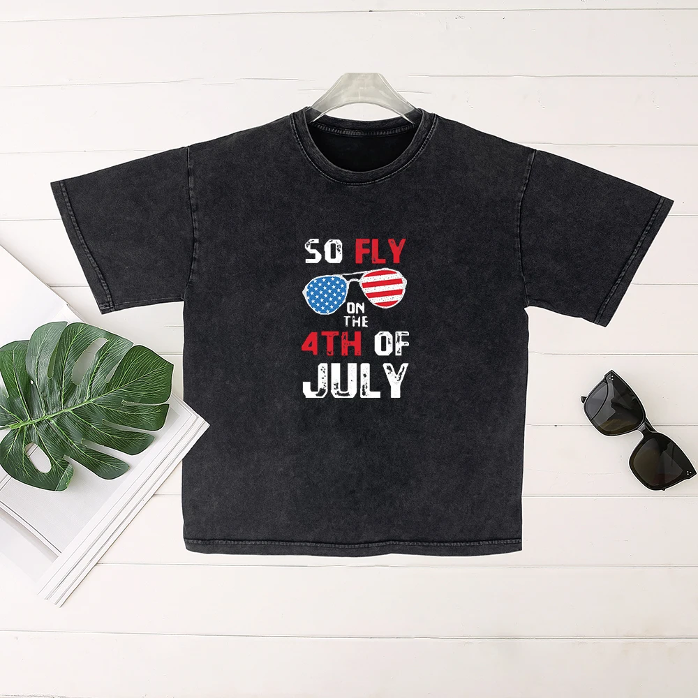 

Seeyoushy SO FLY ON THE 4TH OF JULY Independence Day Summer New Women's T-shirt Trend Women's Top Y2K Aesthetic Women's Clothing