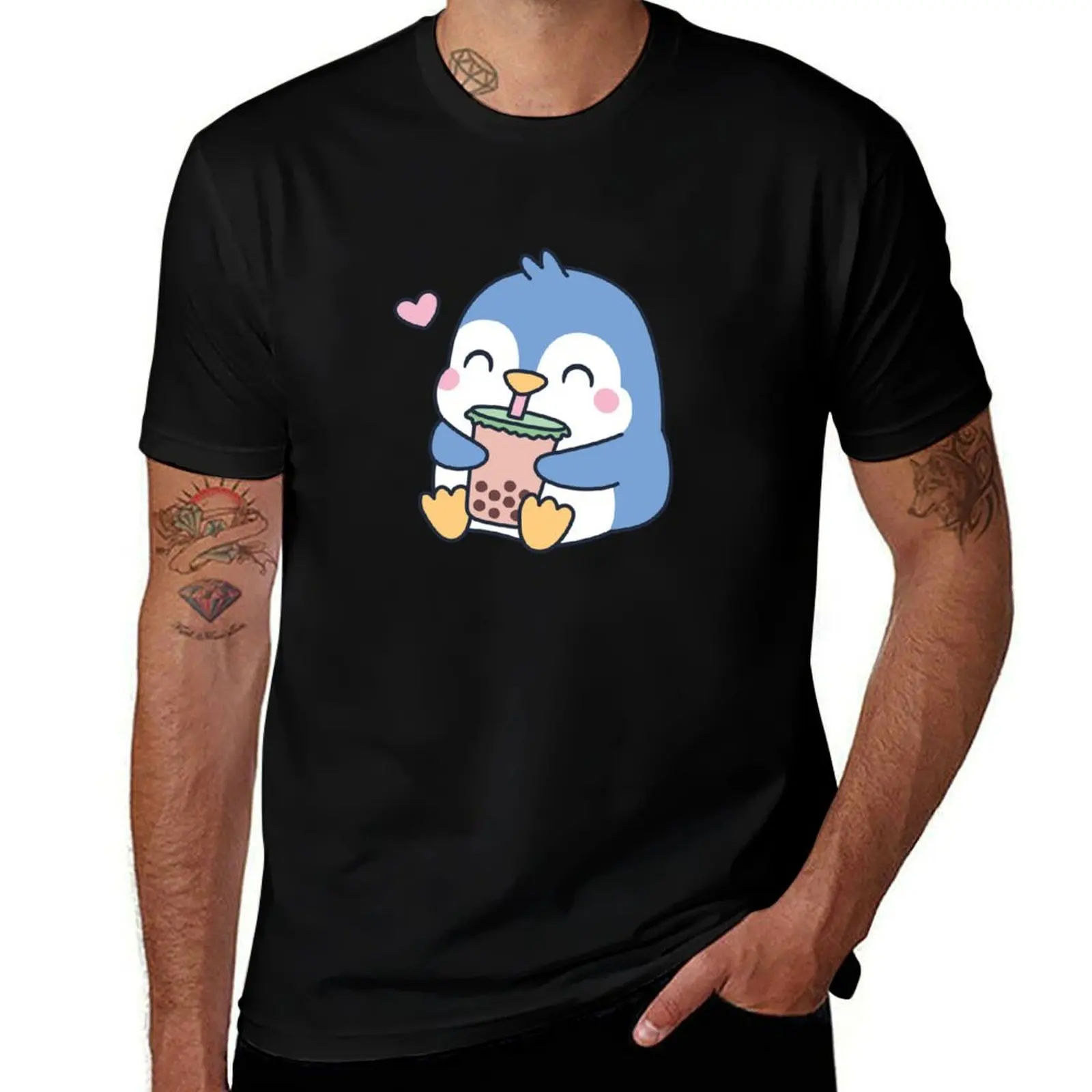 

Cute Little Penguin Loves Boba Tea T-Shirt tees graphic t shirts graphic t shirt vintage black t shirts for men