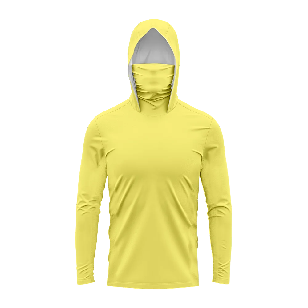 Men UPF50+ Solid Fishing Hoodie Built‑in Face Mask Lightweight Long‑Sleeve Quick Dry Hiking Boating Shirts Multi‑Colors view 4