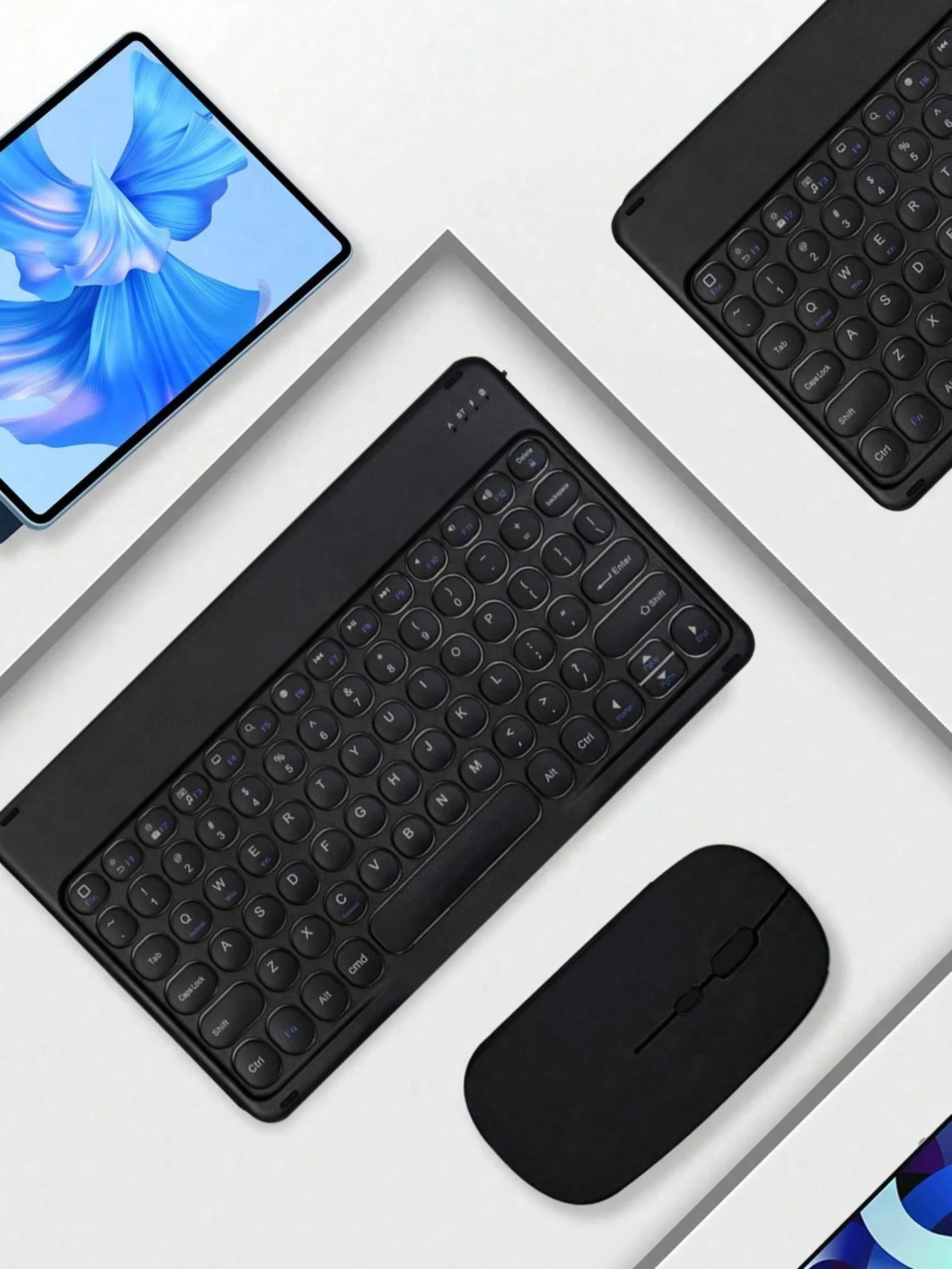 مجموعة لوحة مفاتيح وماوس بلوتوث مستديرة المفتاح، مناسبة للهواتف المحمولة Xiaomi وHuawei وأجهزة iPad اللوحية