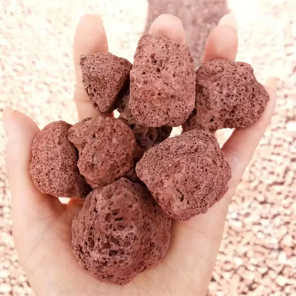 3-6cm Natural Porous Red Volcanic Rock Stone Lava Rock/Volcano Stone for Outdoor Decoration for Road Paving and Garden Design