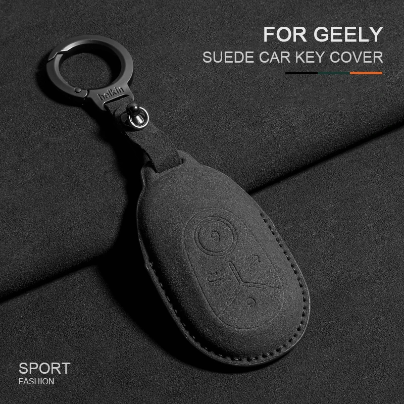 

4 Buttons Suede Leather Car Key Case Cover Shell Fob For Geely GEOME Galaxy Light Star Wishes 2025 Exploration Youth Version