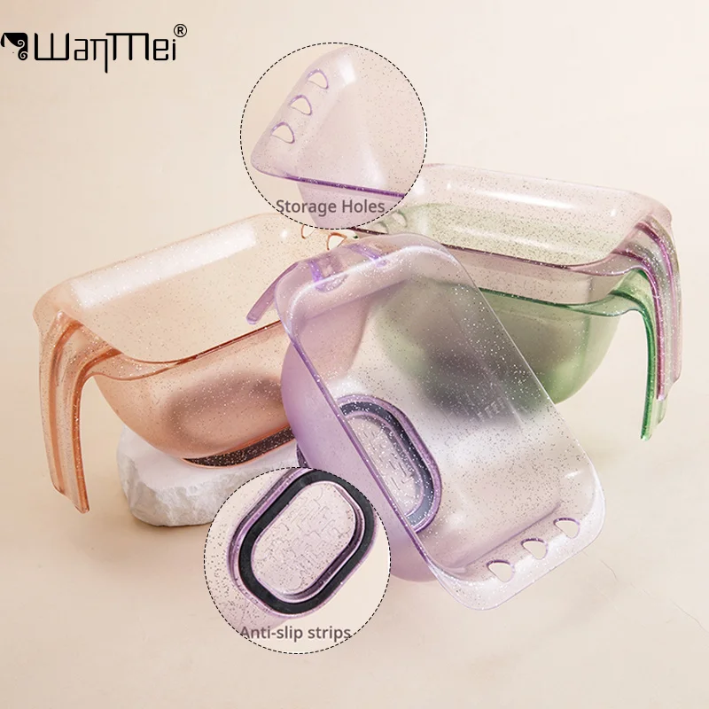 

Миска для окрашивания волос с блестками, с отверстиями для крючка и кисточки, многоразовая, профессиональная миска для окрашивания волос для салонов и домашнего использования.