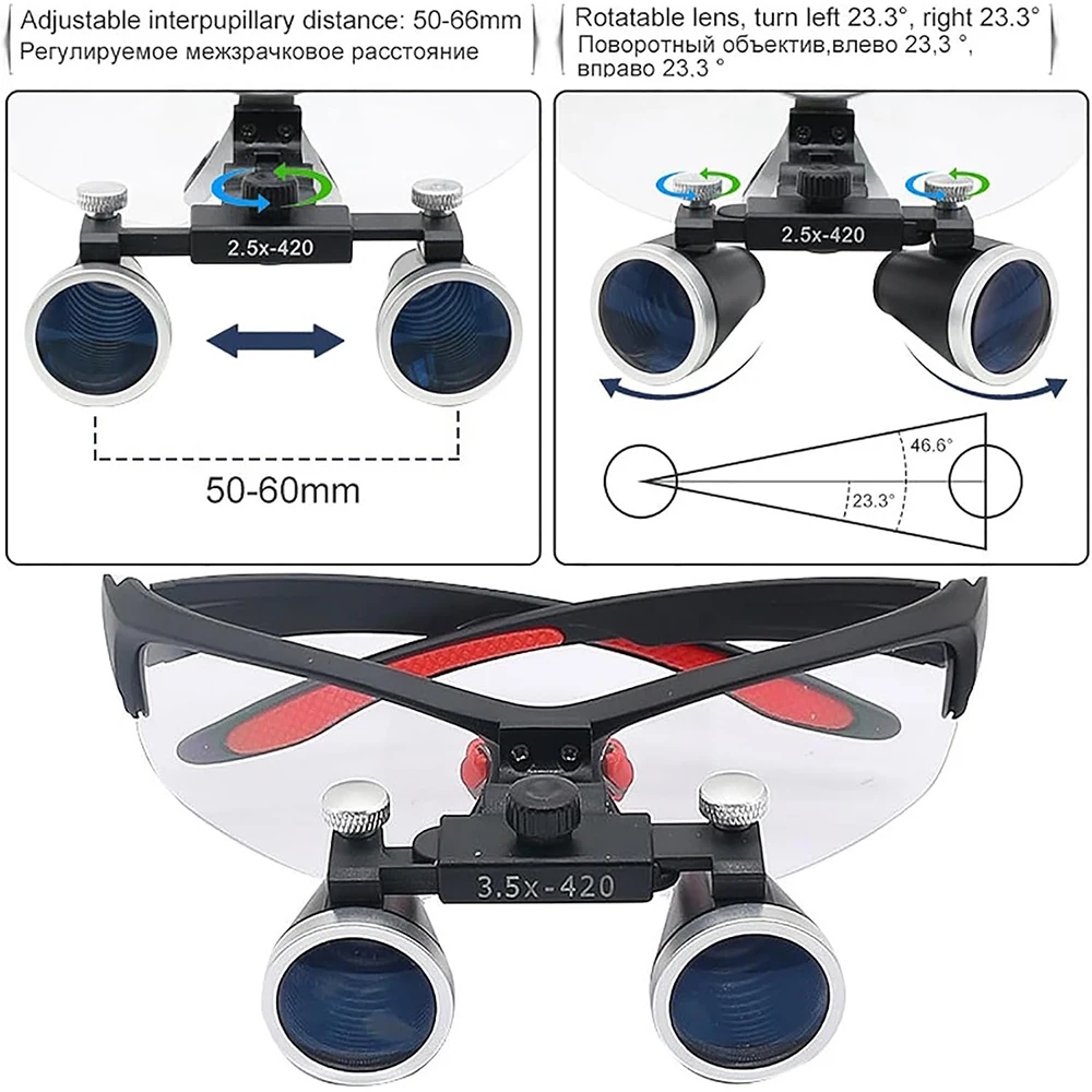 

1Pc Dentistry Binocular Magnifier 2.5X 3.5X Ultra-lightweight Optical Loupes 320mm-420mm Magnifying Glass for Dental Surgery