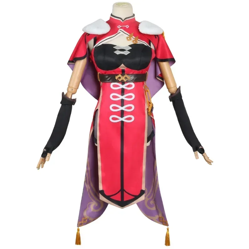 Genshin Auswirkungen Beidou Cosplay Kostüm Beidou Cosplay Kostüm Frauen Schwarz Rot Kostüm Halloween Kleid Mantel Vollen Satz