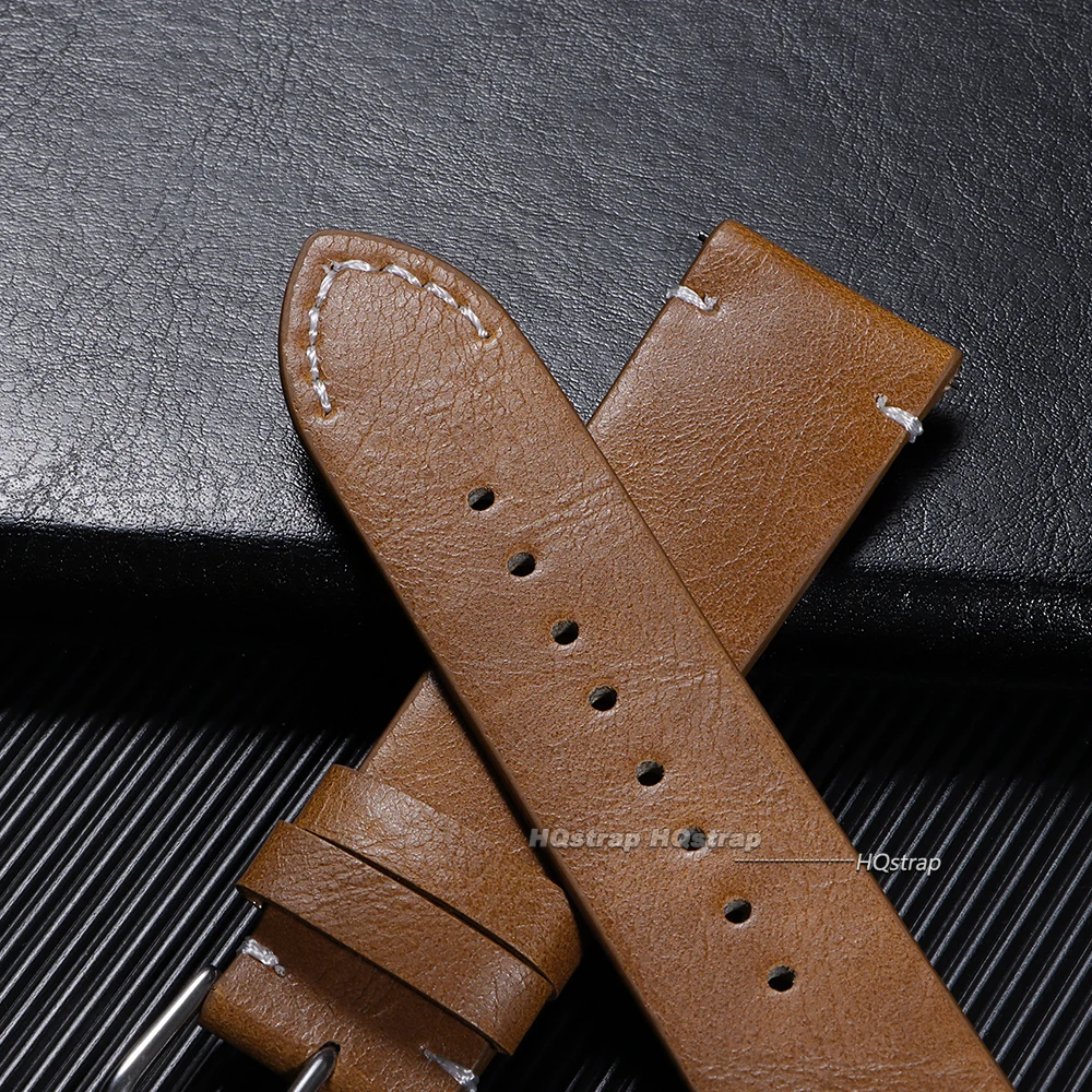 Retro pulseira de couro genuíno cera óleo couro pulseira liberação rápida 18mm 20mm 22mm 24mm alta qualidade pulseira relógio negócios