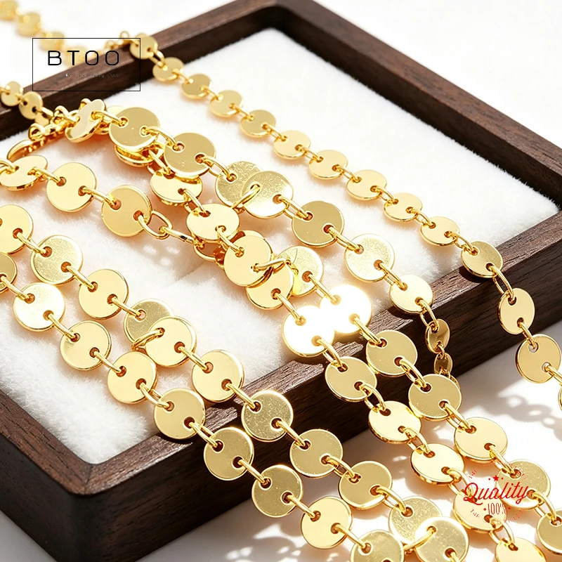 14K Gold Filled  4mm Round Sequin Disc Chain DIY Necklace Gold jewelry Minimalist Gold Filled Chain DIY Jewelry