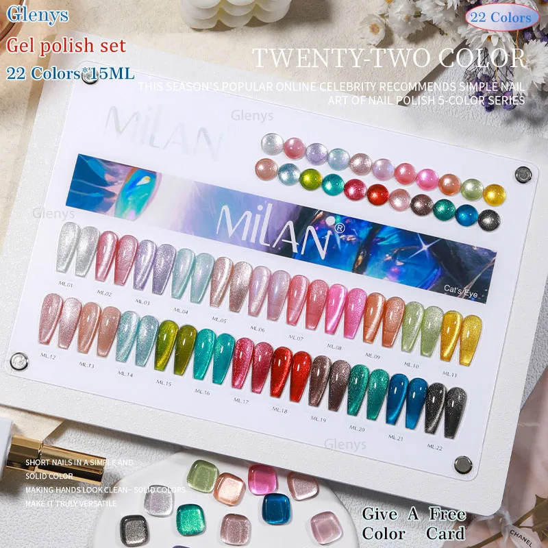 Glenys 22 color cat's eye nail polish glue popular all the year round new semi permanent immersion gel UV LED nail art varnish