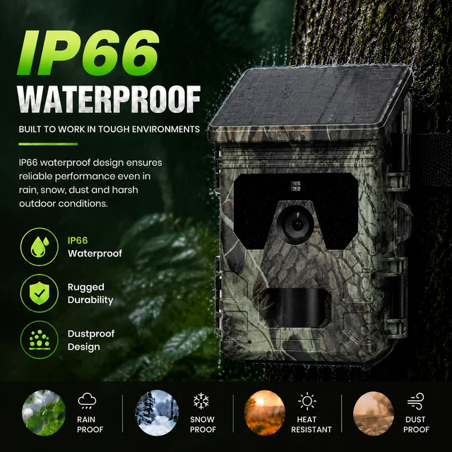 50MP 4K Solar Panel Hunting Camera Infrared Night Vision Monitoring Wildlife Trap Trail Camera Video Photo Recorder Cam 5 50MP 4K Solar Panel Hunting Camera Infrared Night Vision Monitoring Wildlife Trap Trail Camera Video Photo Recorder Cam 5