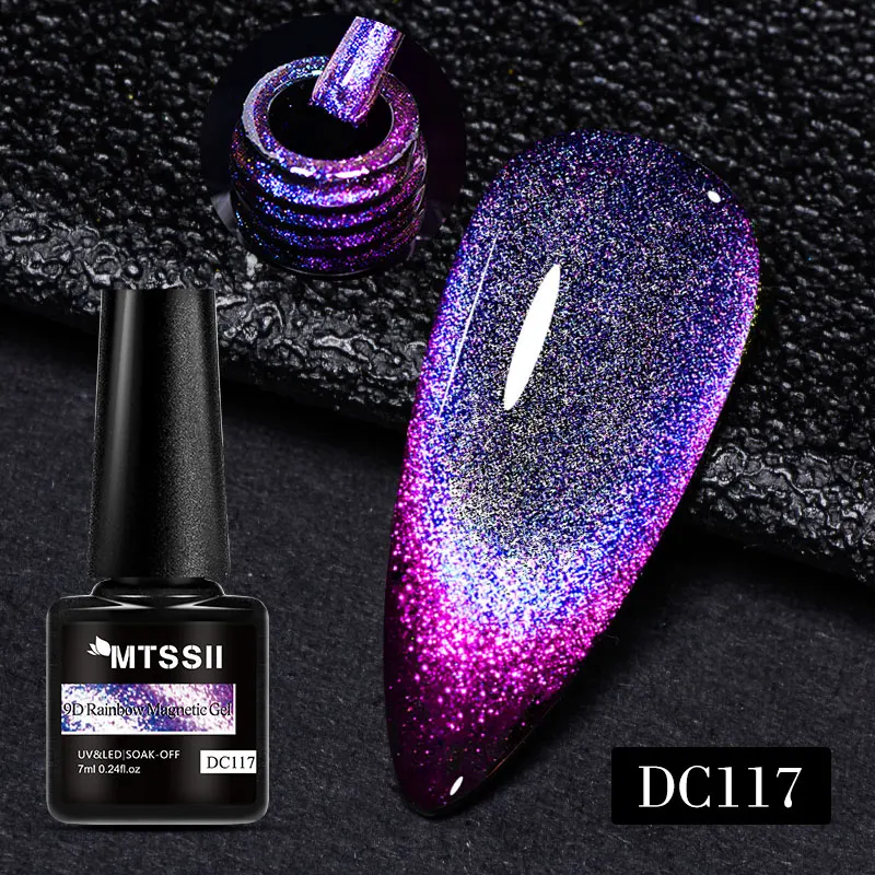 

Mtssii 9D Rainbow Glitter Cat Magnetic Nail Gel Polish Snowlight Semi Permanent Soak Off Sparkling Nail Art Varnish