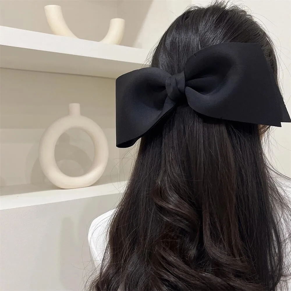 

Fashion Oversize Bowknot Barrettes Hair Clips Women Girls Black Big Bow Hairpins Spring Clips Hair Accessories Headwear2024