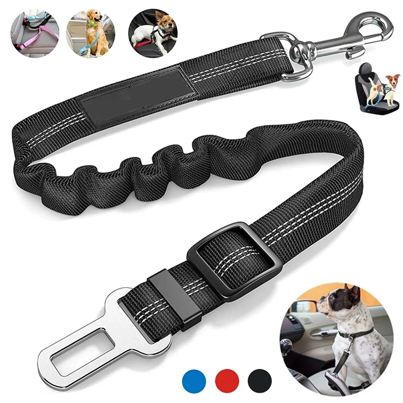 Cinto de segurança para cães, Arnês para cães, Ajustável, Durável, Nylon, Refletivo, Tecido Bungee, Tether, Suprimentos de viagem de carro