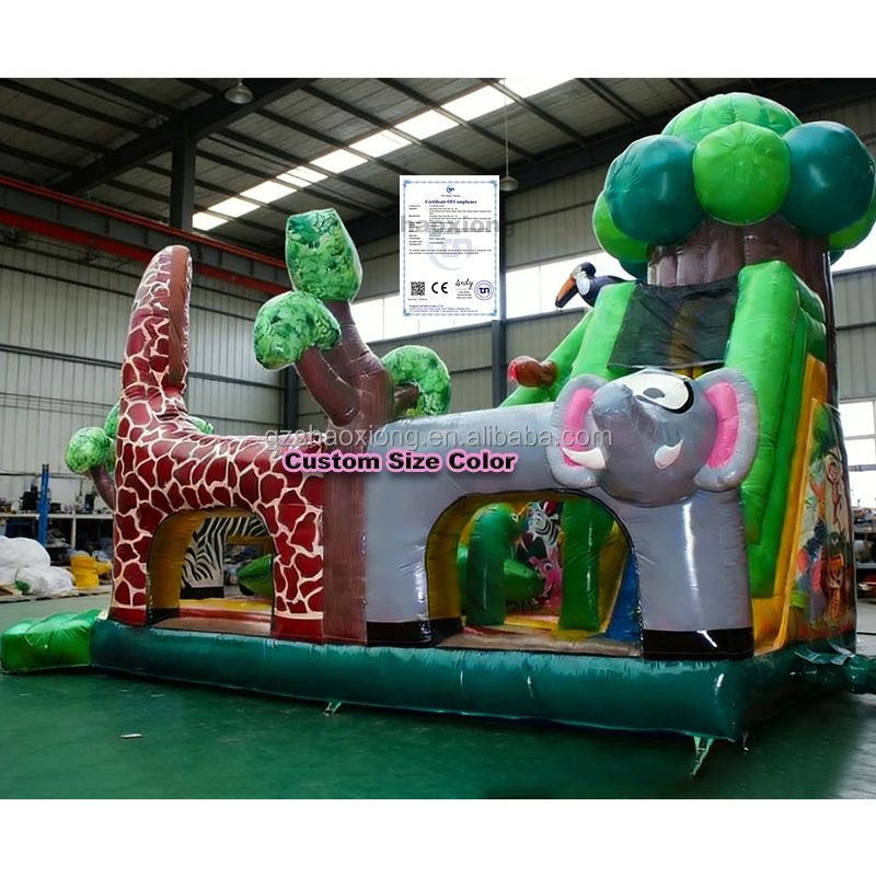 Commercial Outdoor Funny Inflatable Animal Bouncy Castle Theme Park Amusement Bouncer Inflatable Bounce House with Slide Combo