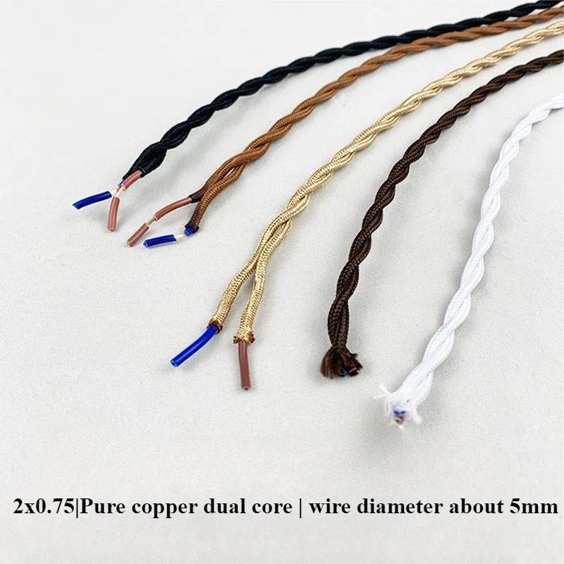 

Vintage 2-core Hanging Wire Lamp Holder Wire Pendant Light Desk Lamp Cable Wall Lamp DIY Accessory