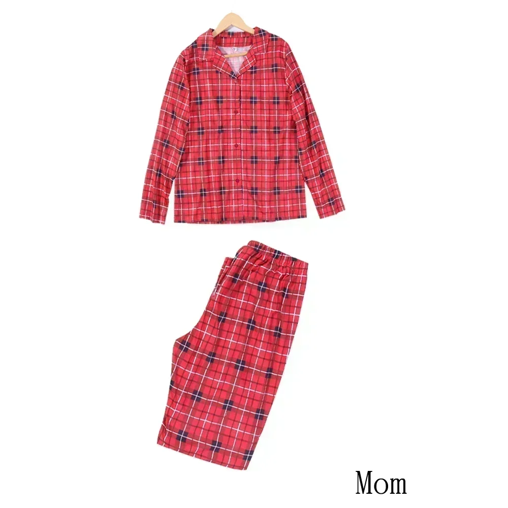 Christmas Pajamas Parent-child Matching Outfits Plaid Print Shirt+Pants Mother Kids Clothes New Costume Pyjamas Xmas Family Look