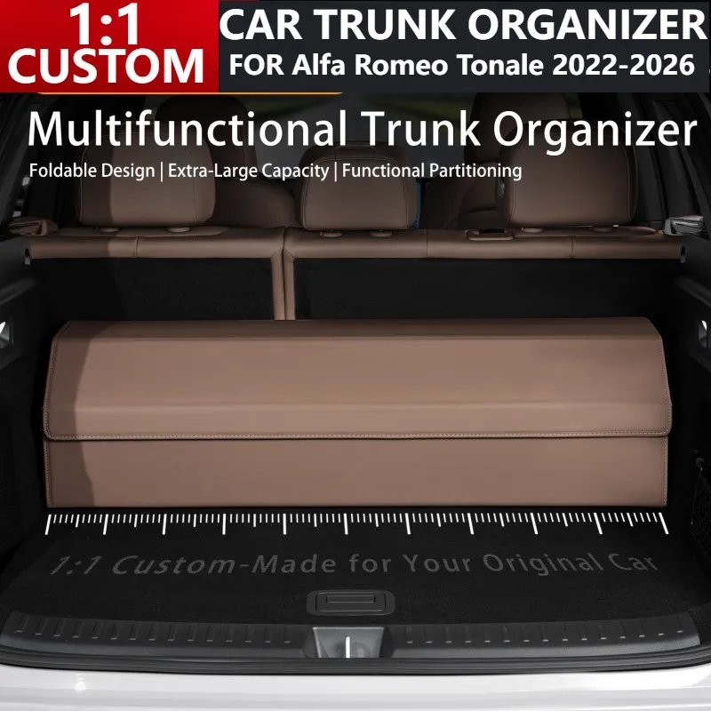 

Изготовленный на заказ органайзер для багажника автомобиля ‌ Alfa Romeo Tonale 2022-2026 Кожаная многофункциональная складная сумка большой емкости для хранения автомобиля
