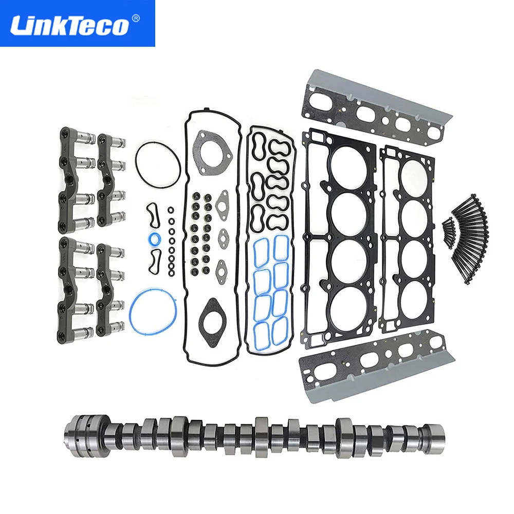 Full Gasket Set MDS Lifters Kit Head Bolts + Camshaft For 2011-2016 Dodge Ram 1500 2500 3500 5.7L Hemi Crew Cab 53021720AB