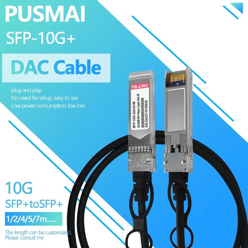 10G DAC SFP+ to SFP+ 1/2/3/4/5/7 Customized Compatible with Cisco Ubiquiti, Intel, Mikrotik Etd.