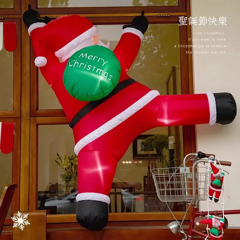 Christmas decorations window climbing Santa inflatable air mold theme