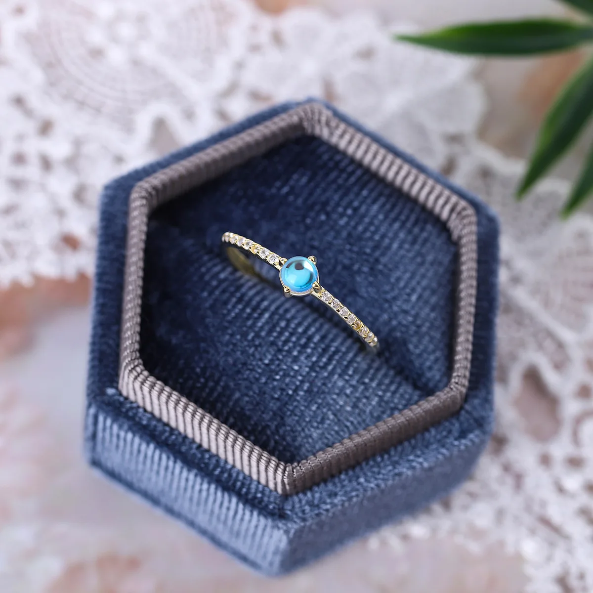 Cincin pasangan batu bulan bulat empat cakar emas 18K sederhana untuk wanita 100% asli perak murni perhiasan hadiah pengantin pertunangan