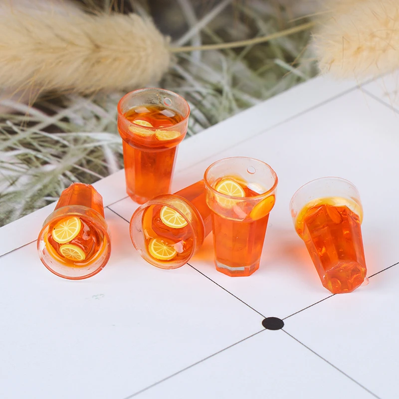 5 قطعة 1:12 دمية مصغرة الغذاء الليمون أكواب شاي بيت الدمية المشروبات لعبة مجسمة