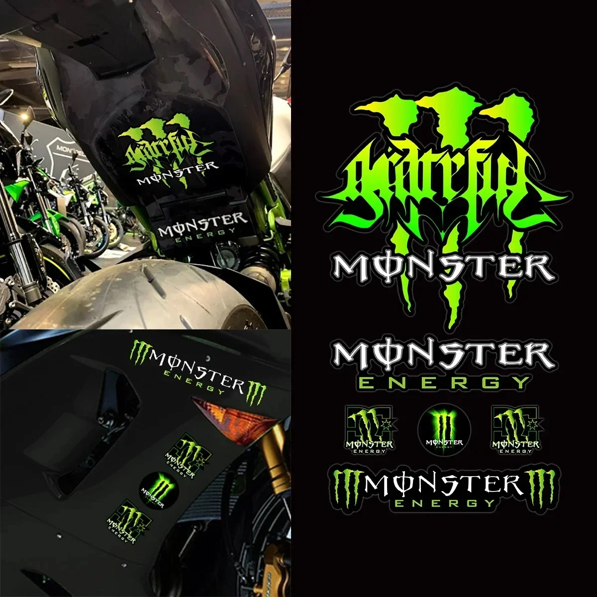 For Monster and Energy Motorcycle Side Strip Sticker Car Vinyl Decal  All Motorcycle Sticker Reflective Stickers Car Decoration