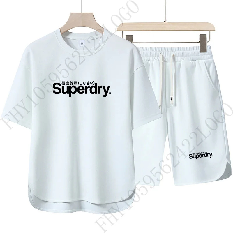 Men's clothing new fashion summer short sleeve printed sportswear fashion suit Casual short sleeve + shorts two-piece set