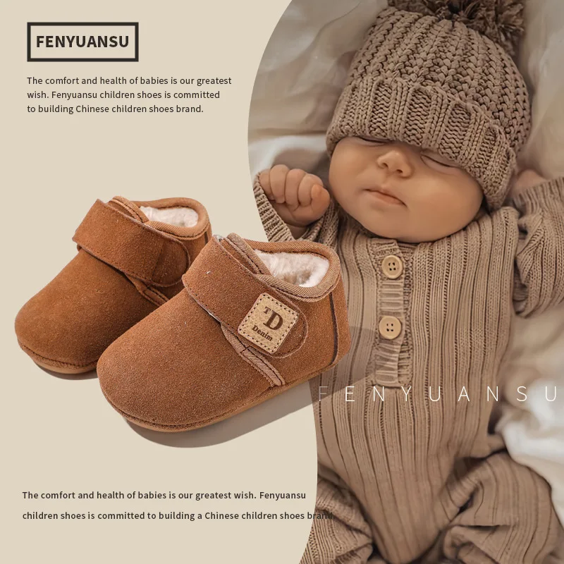 أحذية الثلوج للأطفال بعمر 6-12 شهرًا للذكور والرضع أحذية بيركين دافئة مع صوف سميك للرضع والأطفال الصغار