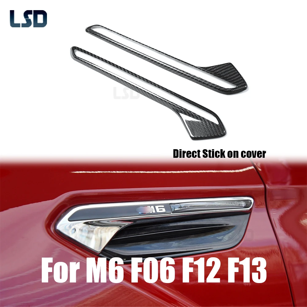 

2x For BMW 2012-16 M Series F06 F12 F13 M6 Convertible Gran Coupe Full Dry Carbon Fiber Forged Air Vent Side Fender Light Trim