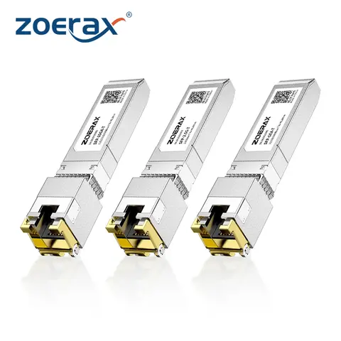ZOERAX 10G/2.5/1.25G GBASE-T SFP+에서 RJ-45 CAT.6a 변환 모듈 자동 협상 이더넷 모듈 SFP+ 구리 케이블 어댑터
