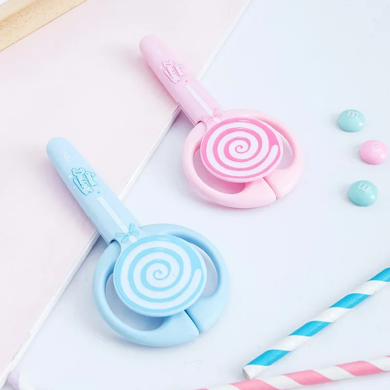 1PCS Mini เด็กกรรไกร Kawaii Lollipop ความปลอดภัยสแตนเลสนักเรียนกรรไกรตัดเครื่องเขียนอุปกรณ์โรงเรียน