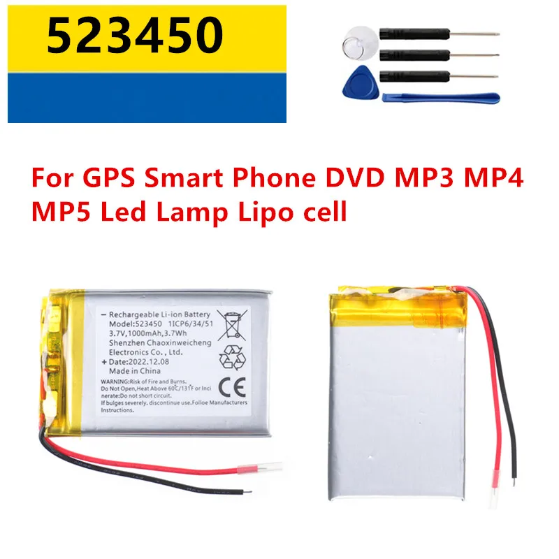 523450 503450 1000mAh 3.7V Lithium Polymer Battery for MP3 MP4 GPS Bluetooth Speaker Smart Phone LED Lamp Rechargeable Battery