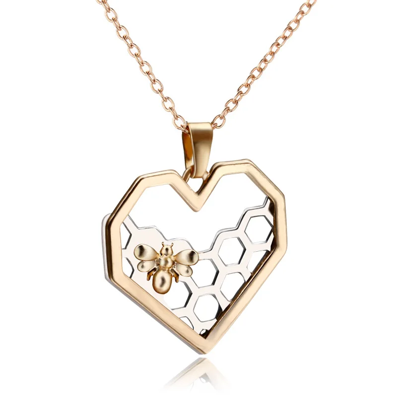 Charm Fashion Silver Color Necklaces For Women Girl Heart Honeycomb Bee Animal Pendant Choker Necklace Jewelry Party Gifts 2024 view 2