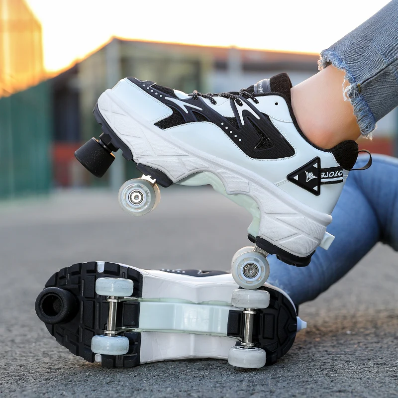 Zapatos de patines de ruedas ocultos para niños, zapatillas de patinaje de ruedas para jóvenes con cuatro ruedas, deformación informal