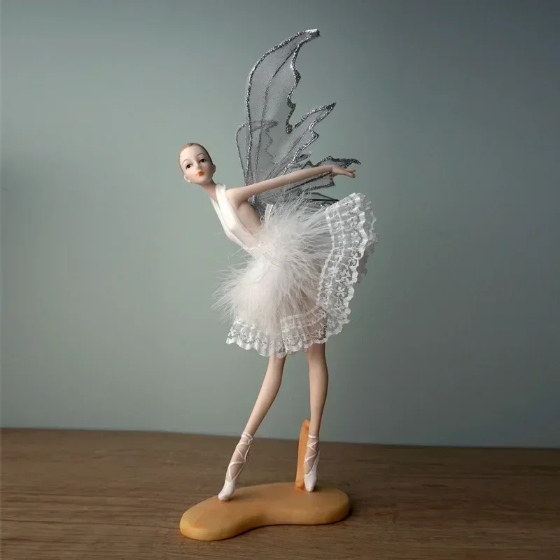 Vilead Resin Ballet Dancer Figurine Creative Angel Miniature Fairy Garden Statue Model Girl Room Decoration Accessories Interior