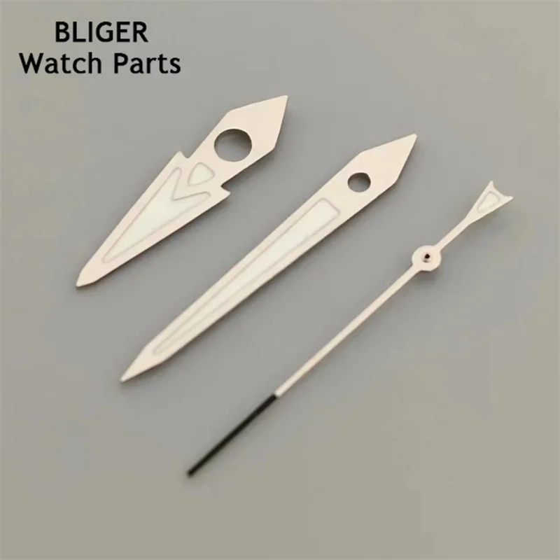 BLIGER Silver NH35 Watch Hands C3 Green Luminous For NH35 Automatic Movement Modified Replacement Watch Parts Accessories