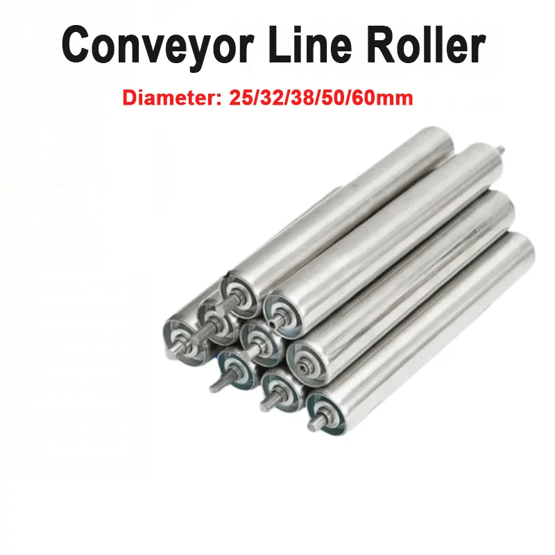 Dia 25/38/50/60mm Galvanized Roller Conveyor Carbon Steel Shaft Accessories Total Length 100 200 250 300 350 400 450 500 550mm