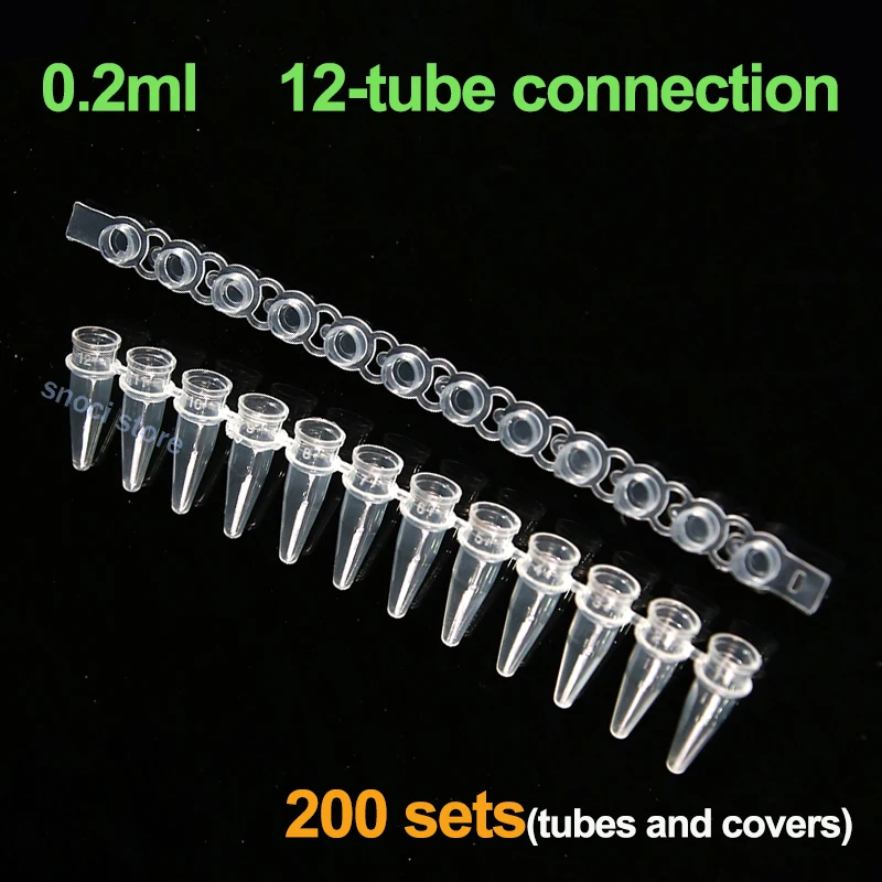 

Трубка для ПЦР толщиной 0,2 мл с тонкими стенками, 12-рядные трубки для ПЦР. Пластиковая трубка для ПЦР 0,2 мл, полоска из 12 трубок с крышкой, плоские колпачки, 200 компл./лот.