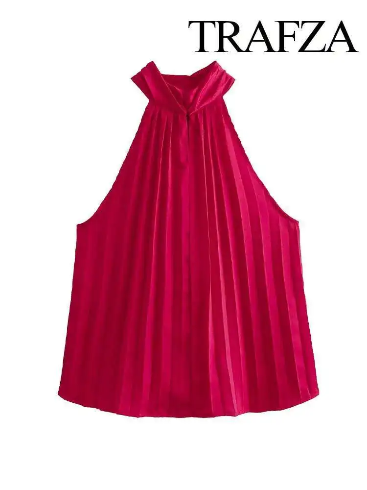 

Новые летние модные женские короткие топы светло-зеленые с высоким воротом женские повседневные без рукавов со складками и пуговицами уличная одежда топ