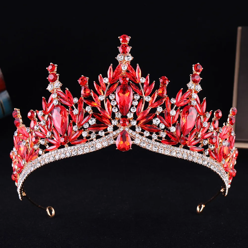 Gold Color Champagne Crystal Forest Bridal Tiaras Crowns For Women Rhinestone Pageant Diadem Veil Tiara Wedding Hair Accessories