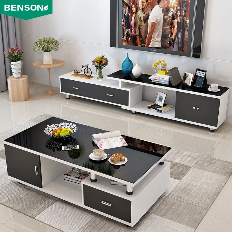 Wholesale price white simple design new modern light luxury glass tv stands for living room with storage