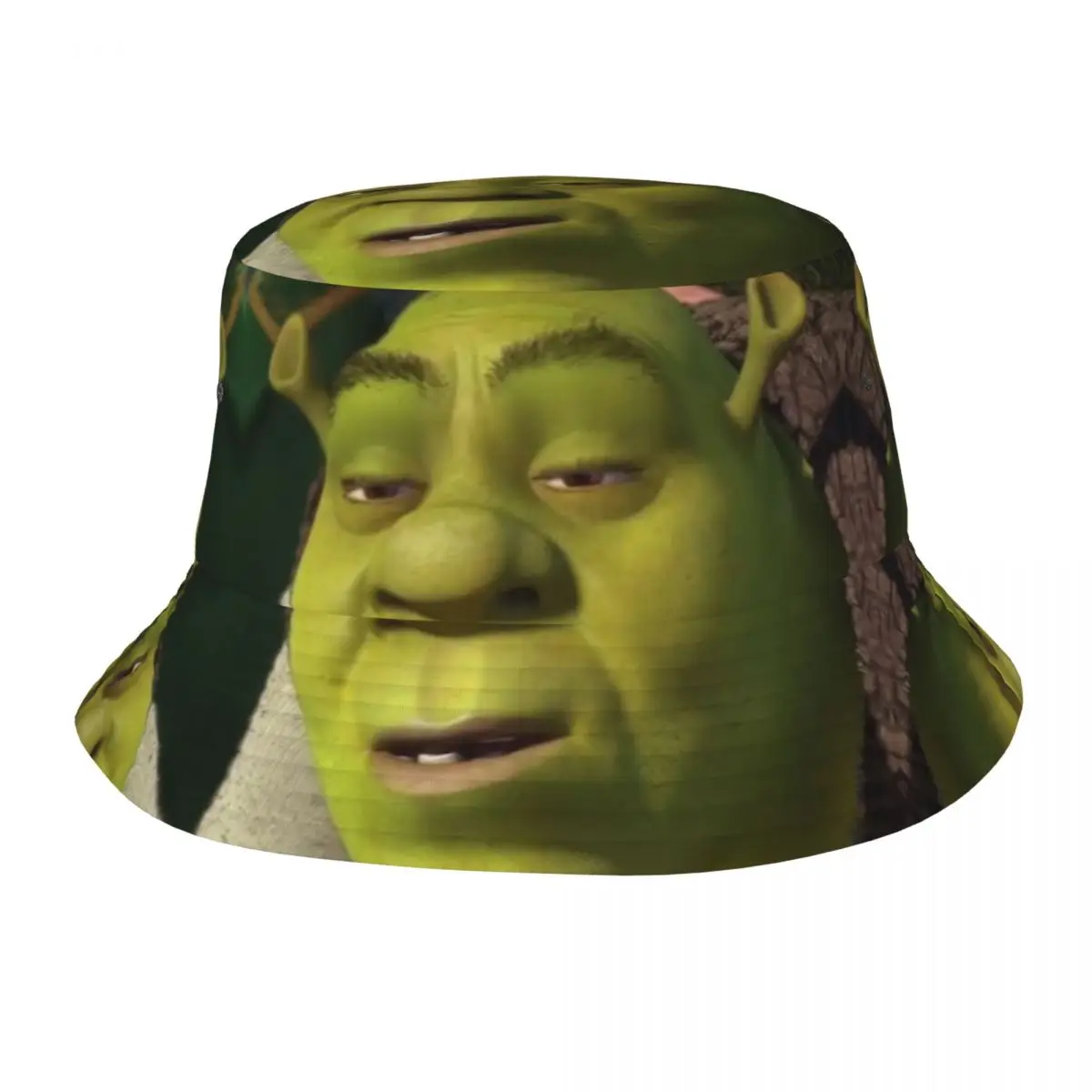 Style Shreks Meme Squinting Bucket Hats Men Women Packable Anime Fishing Cap Summer Beach Vacation Getaway Headwear Panama Hat