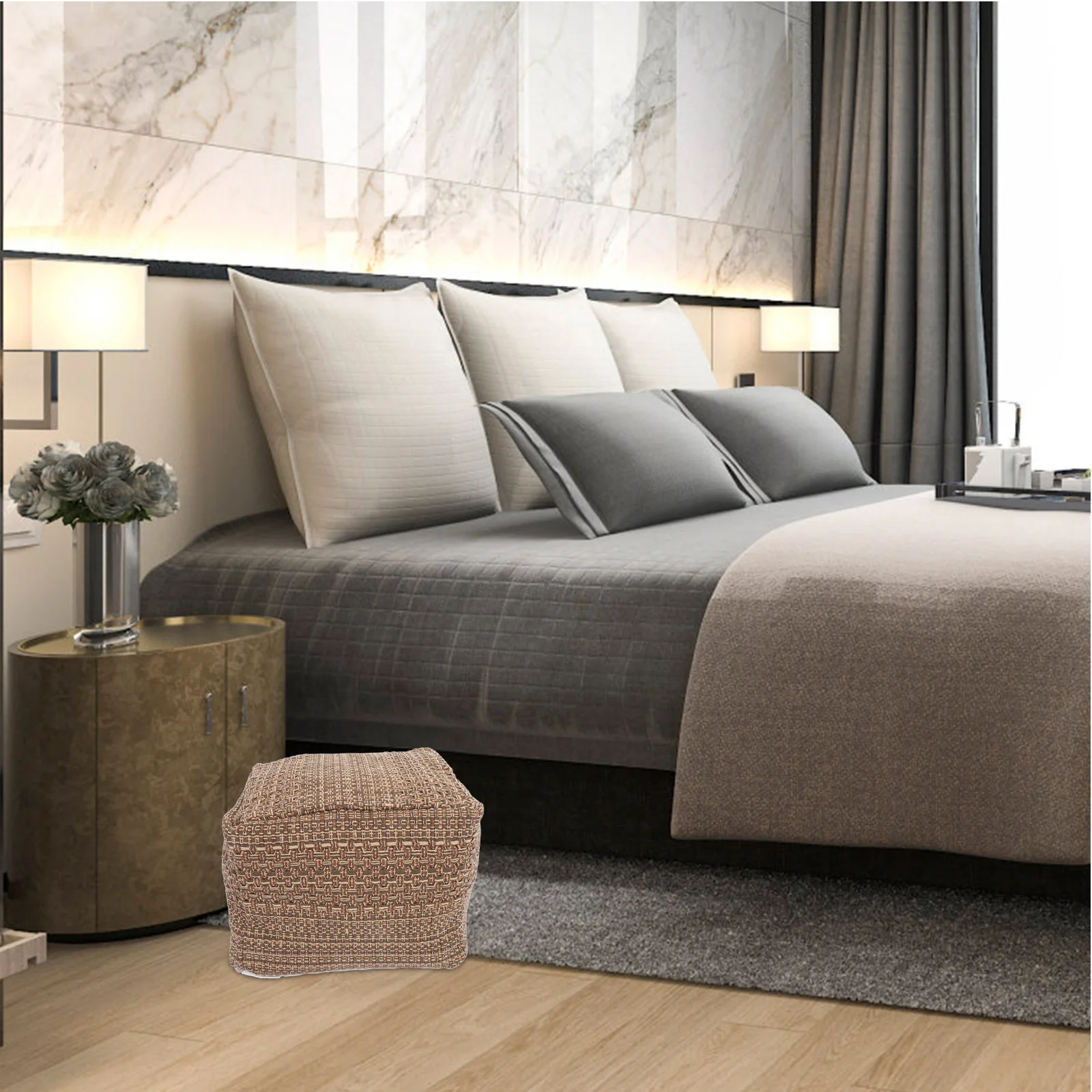 

VICASKY Pouffe Ottoman Foot Stool Square Unstuffed Pouf Cover Thick Cotton Linen Decorative Tatami Cushion