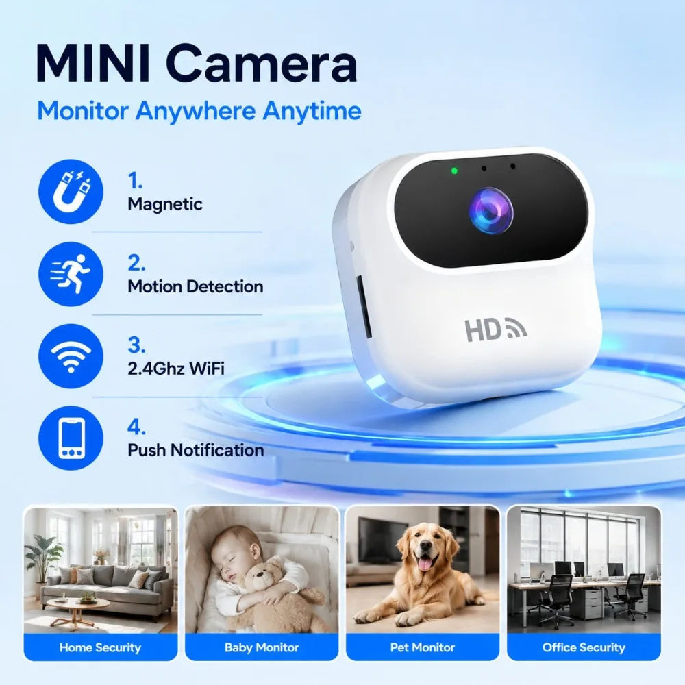 1080P Mini WiFi Camera Magnetic Wireless IP Security Cam Motion Detection Night Vision Baby Monitor Micro Video Recorder A8