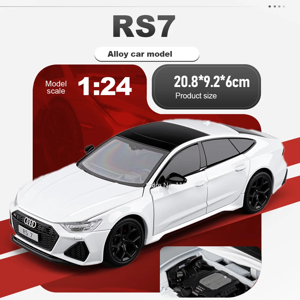 

1:24 RS7 Range Rover Car Alloy Diecast Model Miniature Toy with Sound and Light Pull Back Doors Opened Vehices Gifts for Friends