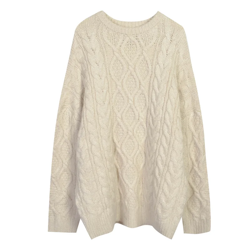 Nuovo 2024 inverno autunno donna pullover maglioni Oversize lavorato a maglia lanterna manica maglione moda solido maglieria minimalista semplice