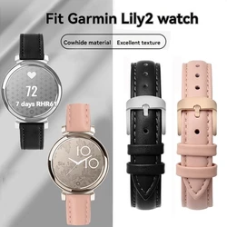 For Garmin New Watch Lily2 Cowhide Watch Bands Lily 2 Female SmartWatch Replacement Women's Calfskin Bracelet 14mm White Pink