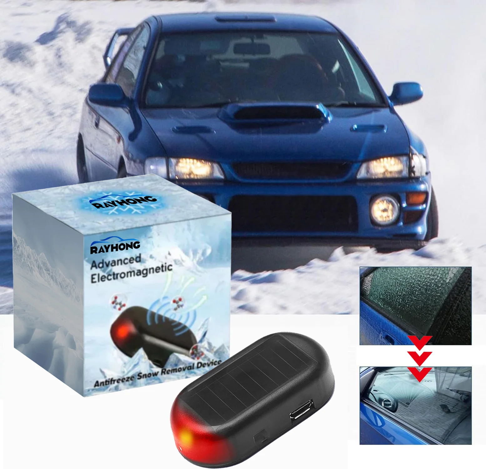 Auto Frost Guard Electromagnetic Car Window Defroster Ice Preventer Portable 12V Anti-Snow Cover Device Winter Protection Kit